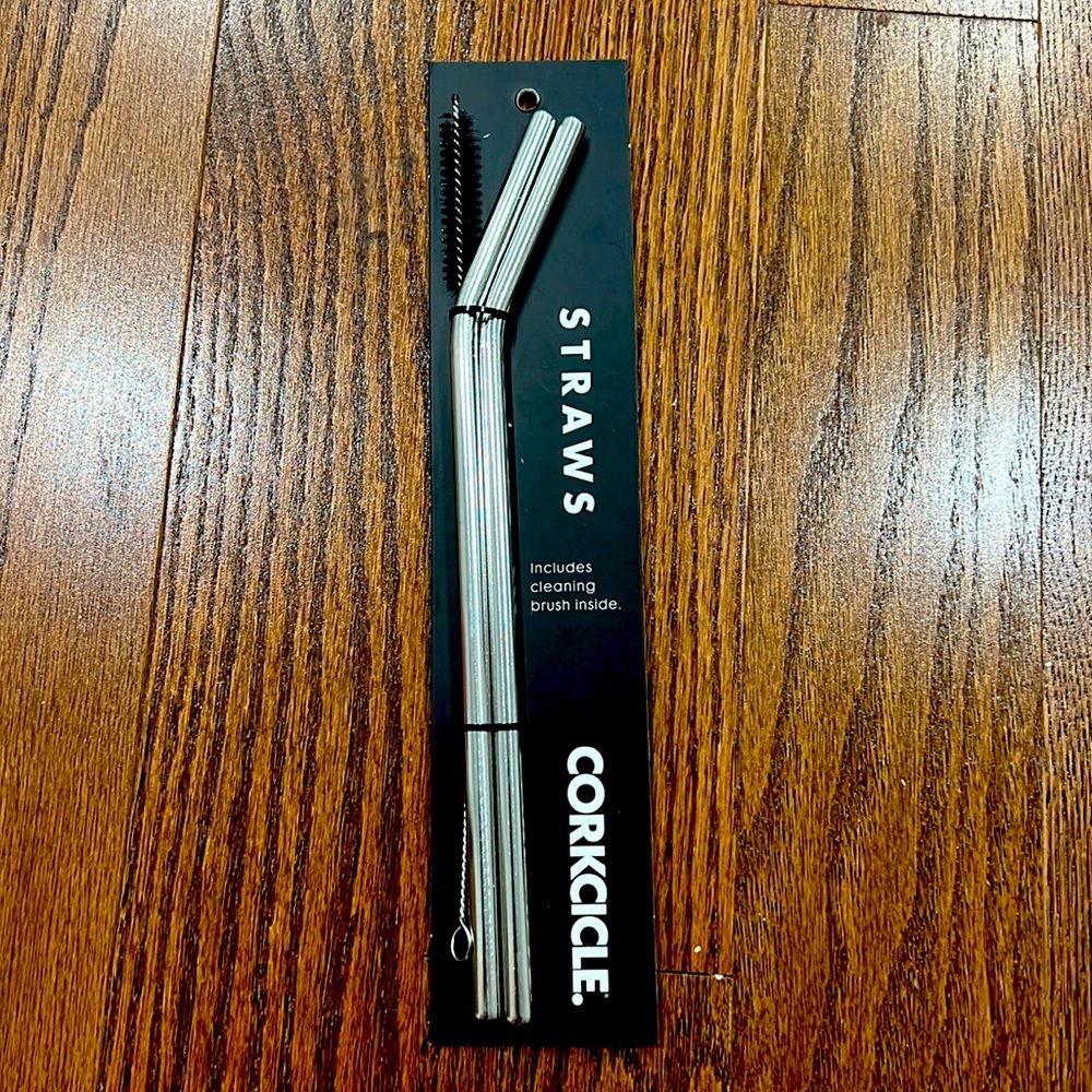 NWT Corkcicle steel straws and cleaning brush